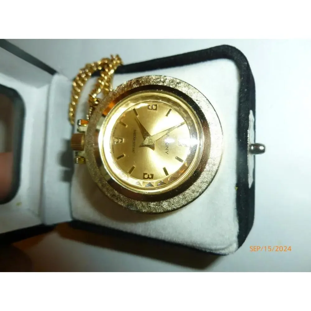 Vintage SAXONY Pendant Necklace Watch Shockproof Swiss‎ Works Pocket MCM